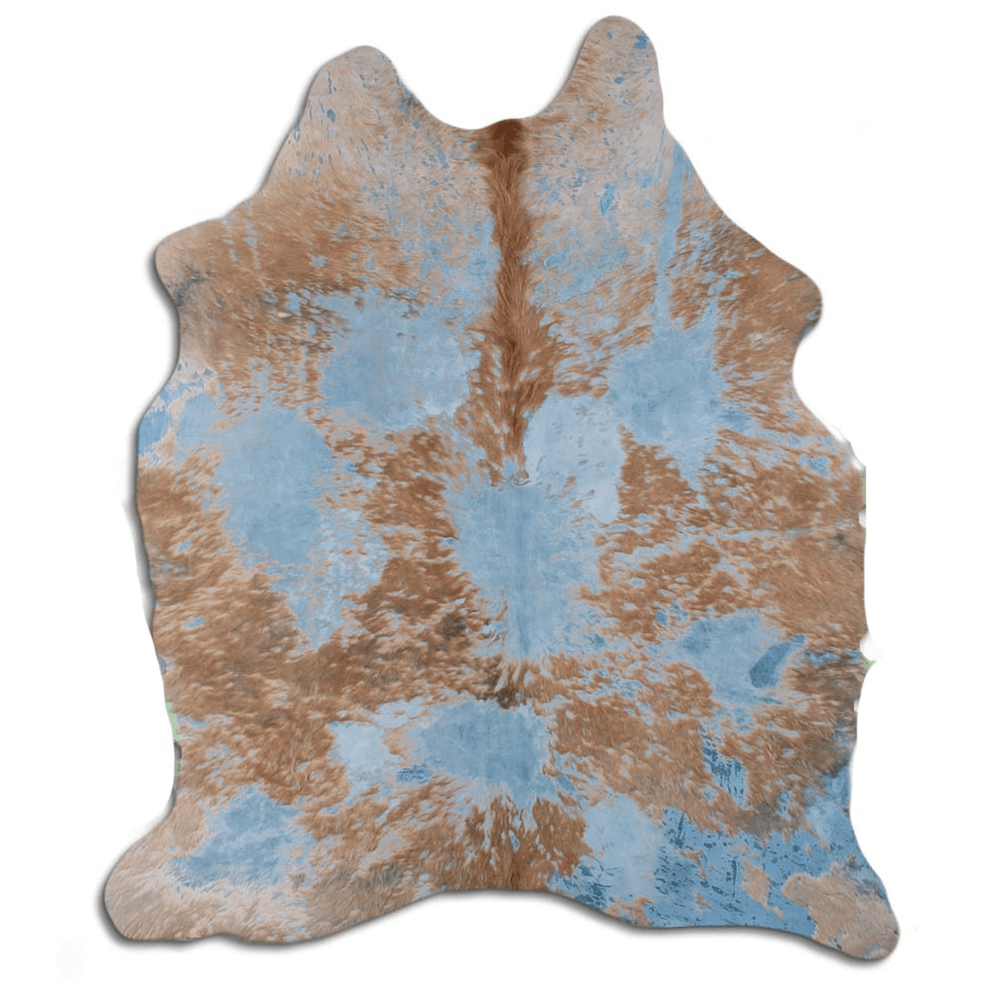 Distressed Acqua Blue Acid Washed Cowhide Area Rug