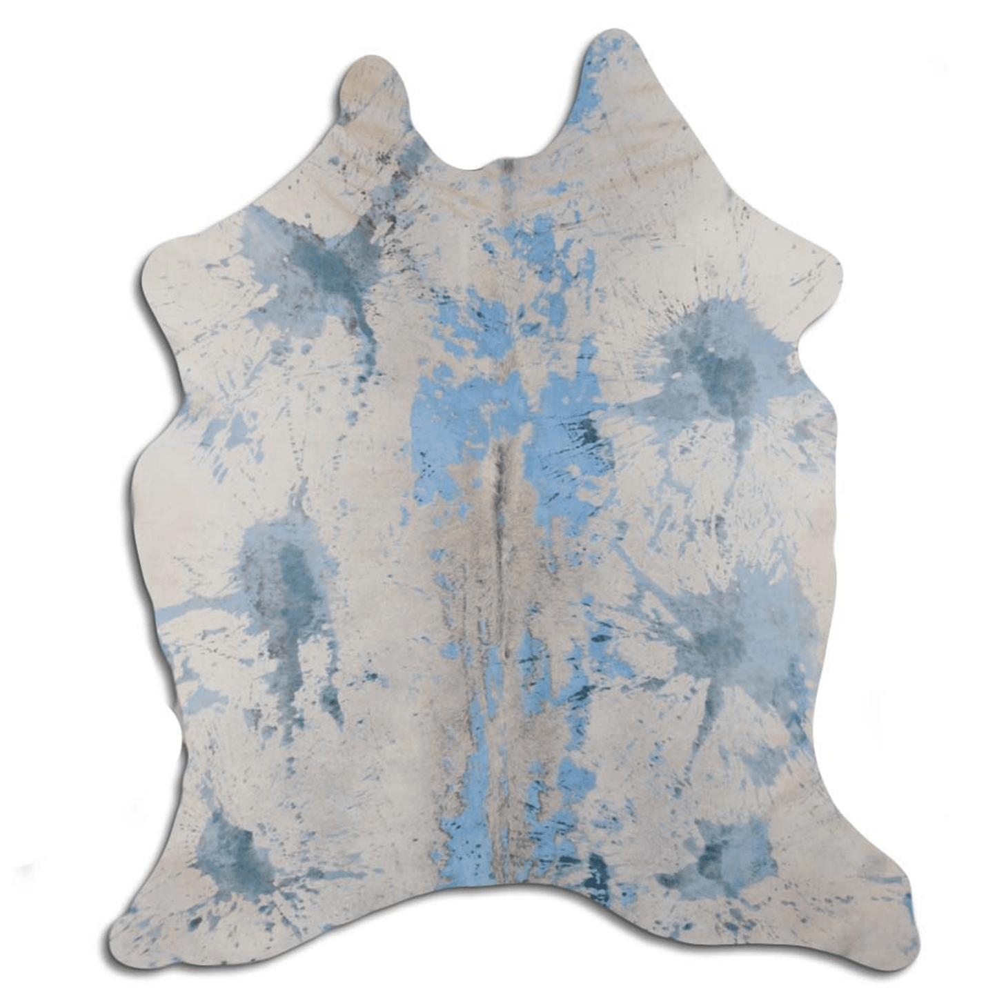 Distressed Acqua Blue Acid Washed Cowhide Area Rug
