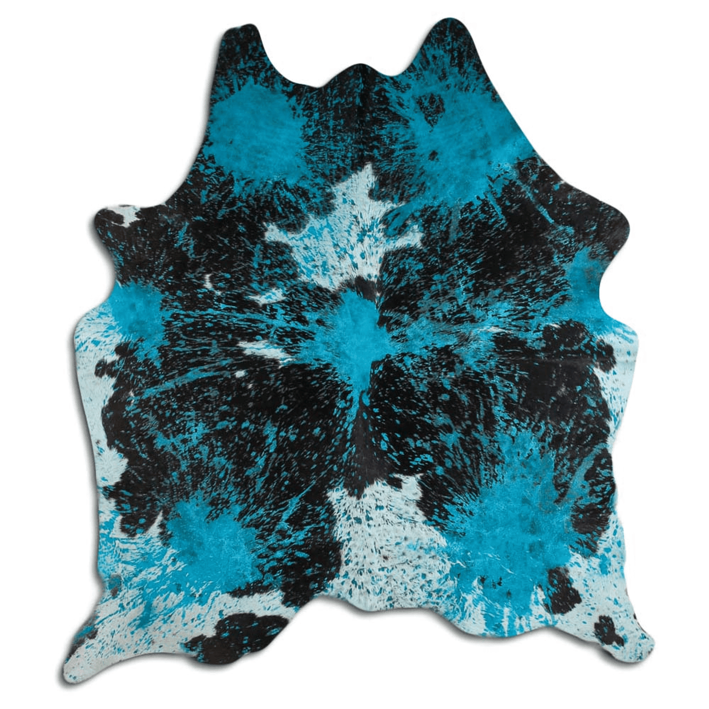 Distressed Acqua Blue Acid Washed Cowhide Area Rug