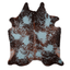 Distressed Acqua Blue Acid Washed Cowhide Area Rug