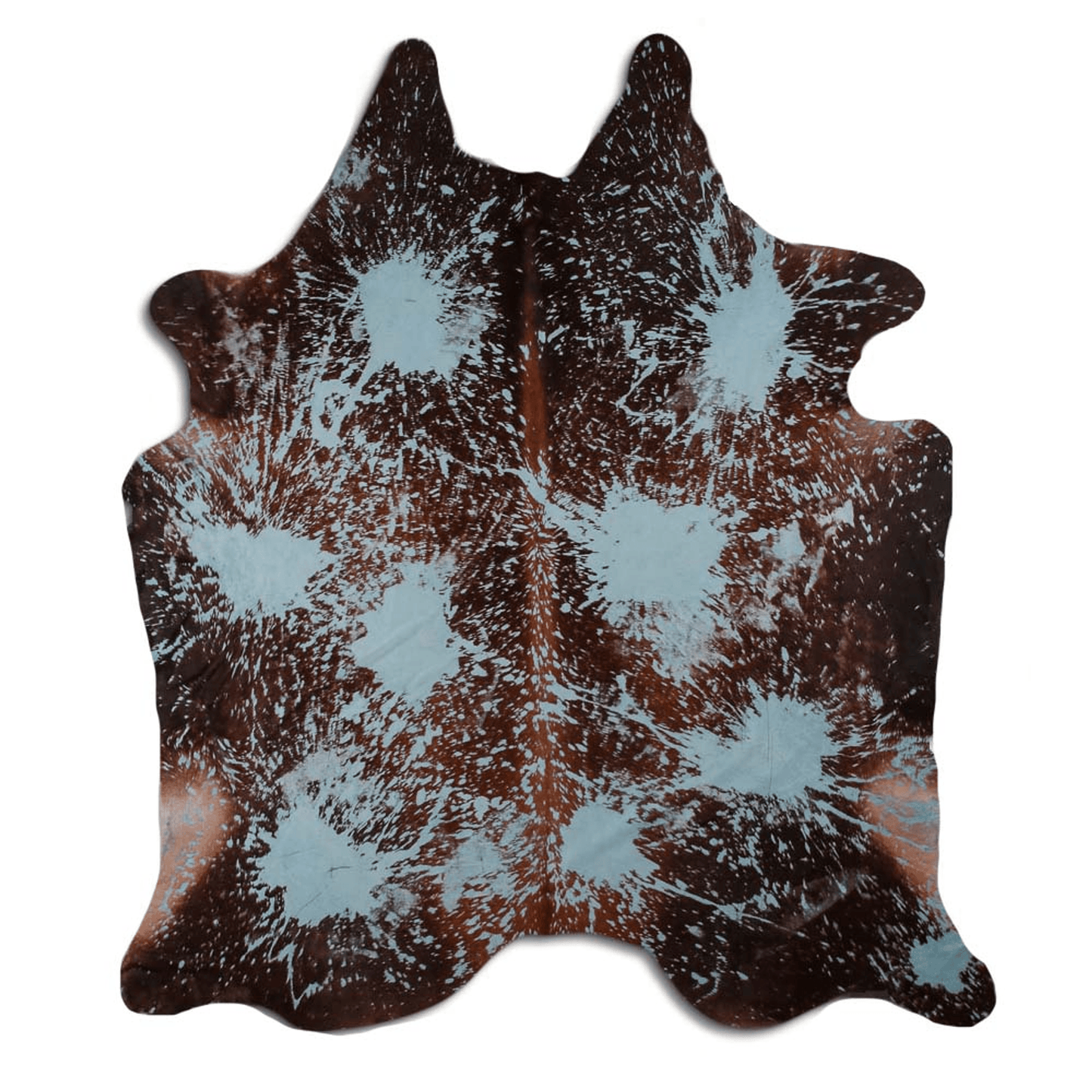 Distressed Acqua Blue Acid Washed Cowhide Area Rug
