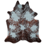 Distressed Acqua Blue Acid Washed Cowhide Area Rug