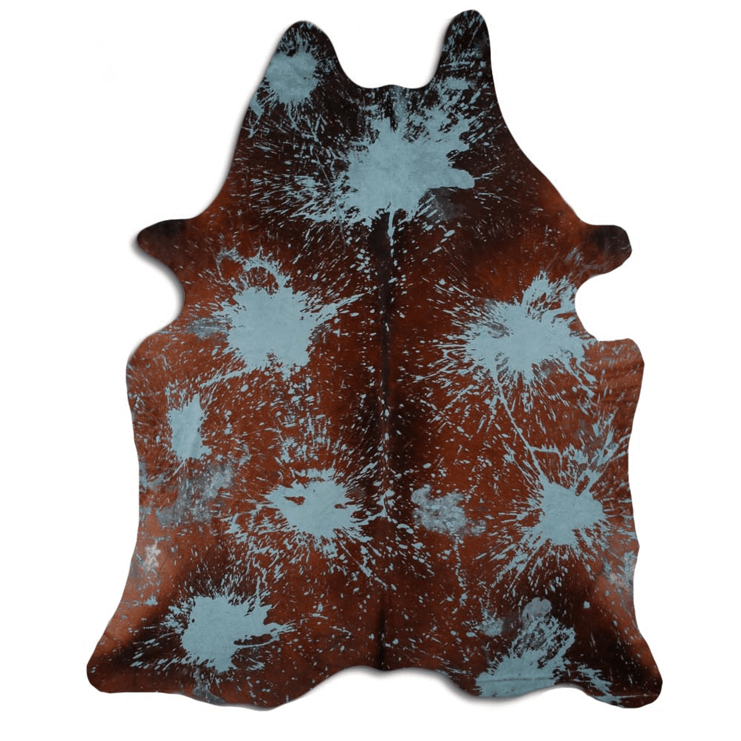 Distressed Acqua Blue Acid Washed Cowhide Area Rug