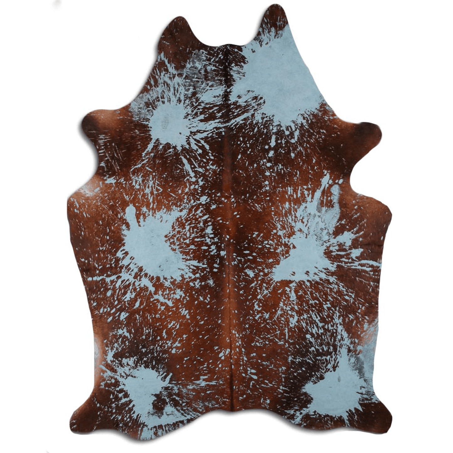 Distressed Acqua Blue Acid Washed Cowhide Area Rug