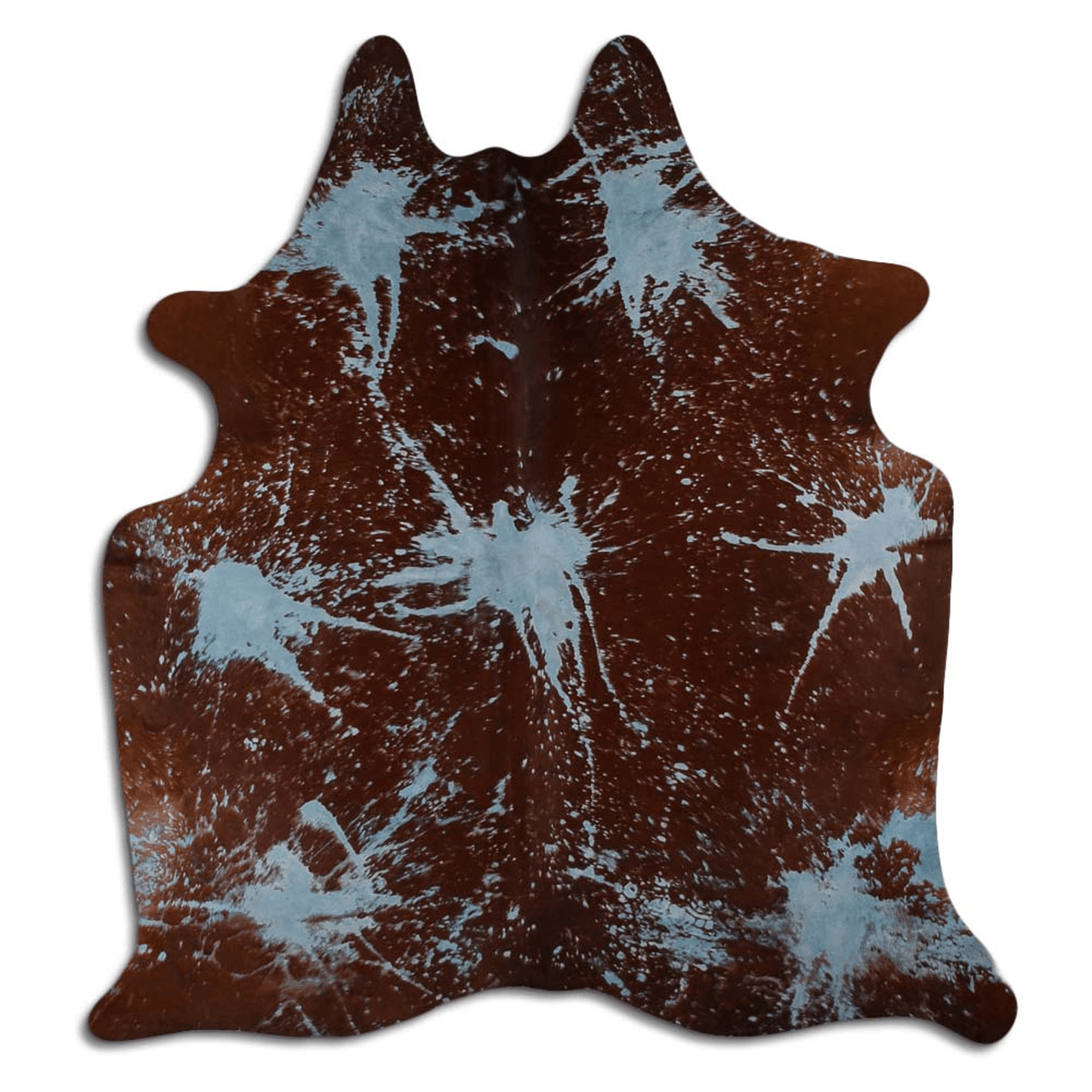 Distressed Acqua Blue Acid Washed Cowhide Area Rug