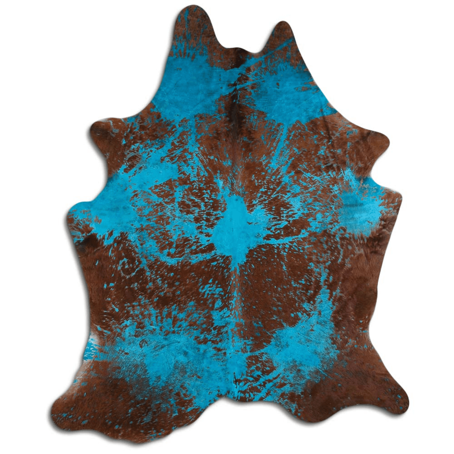 Distressed Acqua Blue Acid Washed Cowhide Area Rug