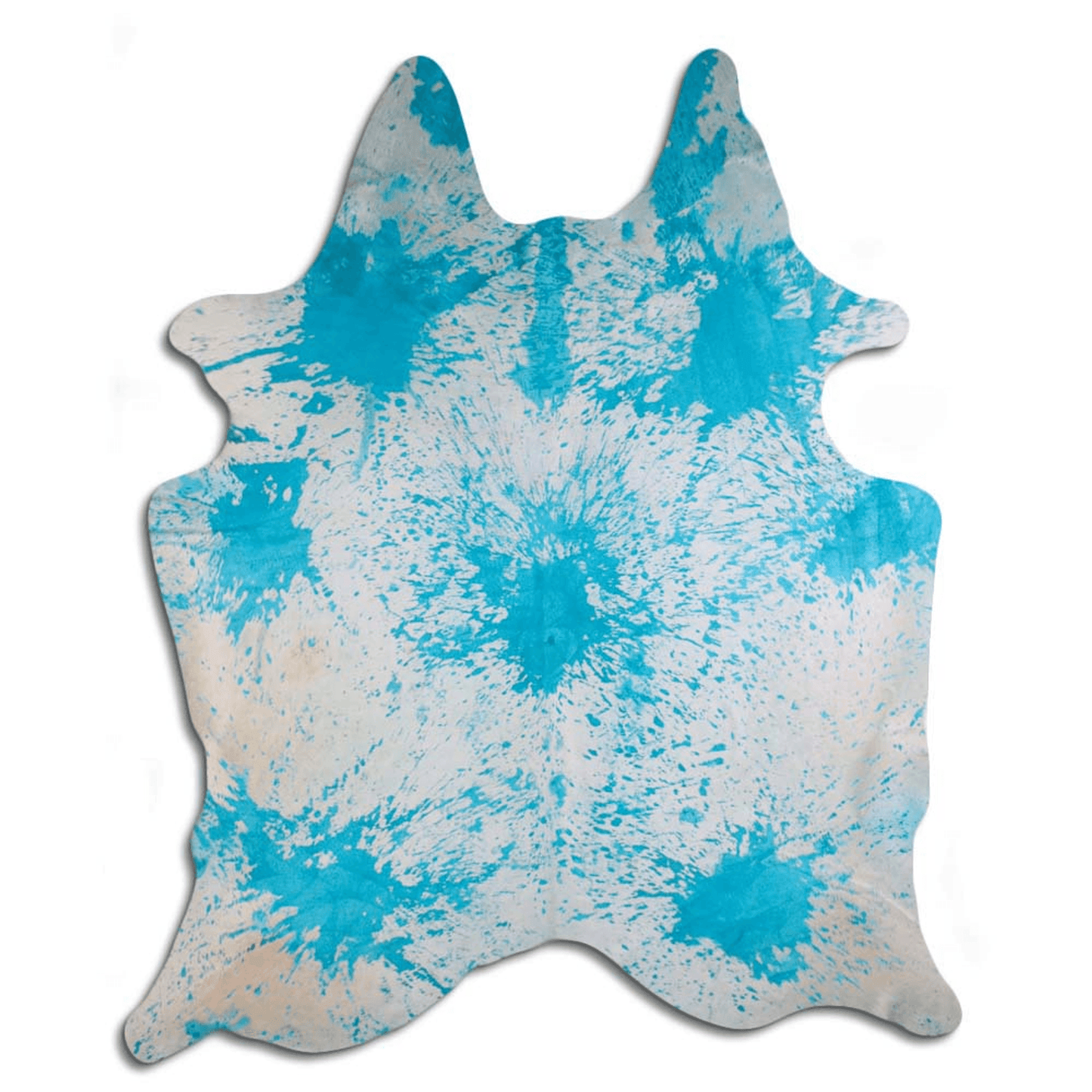Distressed Acqua Blue Acid Washed Cowhide Area Rug