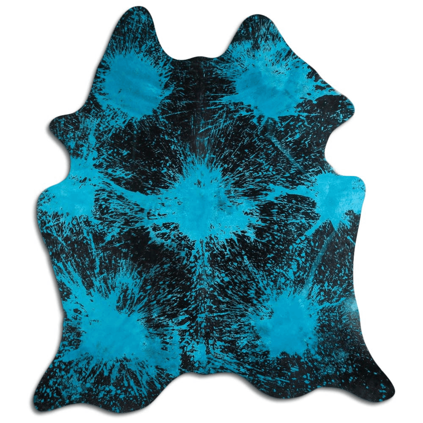 Distressed Acqua Blue Acid Washed Cowhide Area Rug