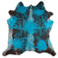 Distressed Acqua Blue Acid Washed Cowhide Area Rug
