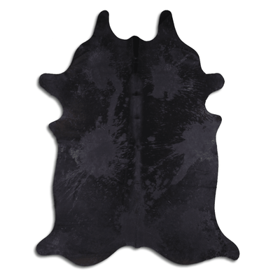 Acid Washed Distressed Black Cowhide Area Rug