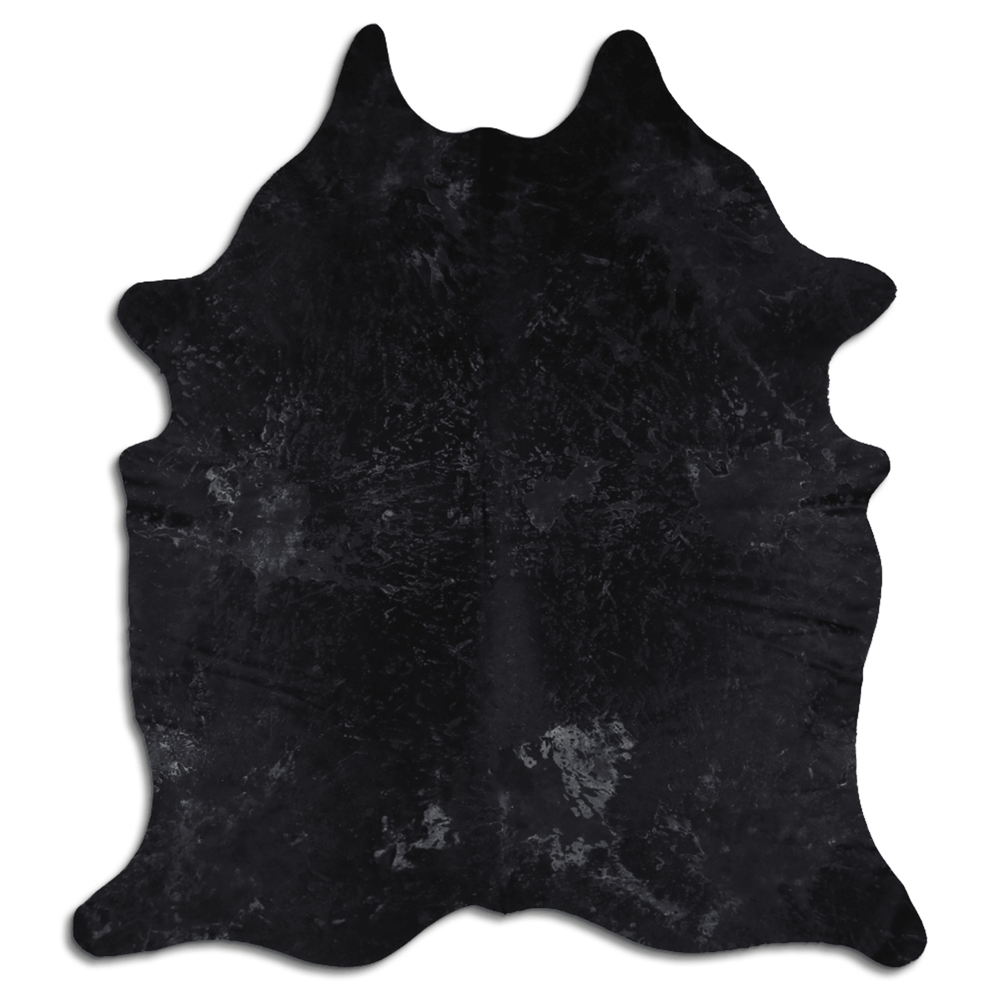 Acid Washed Distressed Black Cowhide Area Rug