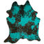 Distressed Emerald Green Acid Washed Cowhide Area Rug