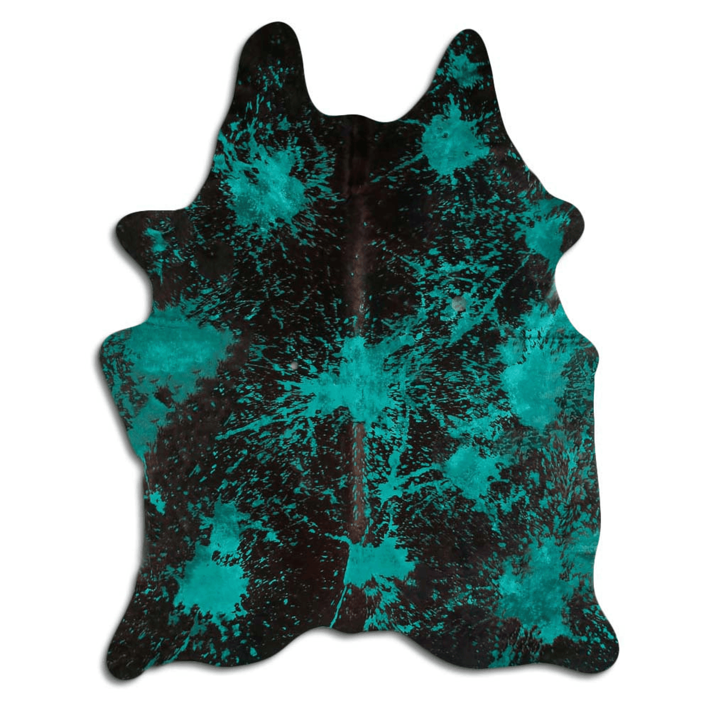 Distressed Emerald Green Acid Washed Cowhide Area Rug