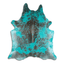Distressed Emerald Green Acid Washed Cowhide Area Rug