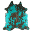 Distressed Emerald Green Acid Washed Cowhide Area Rug