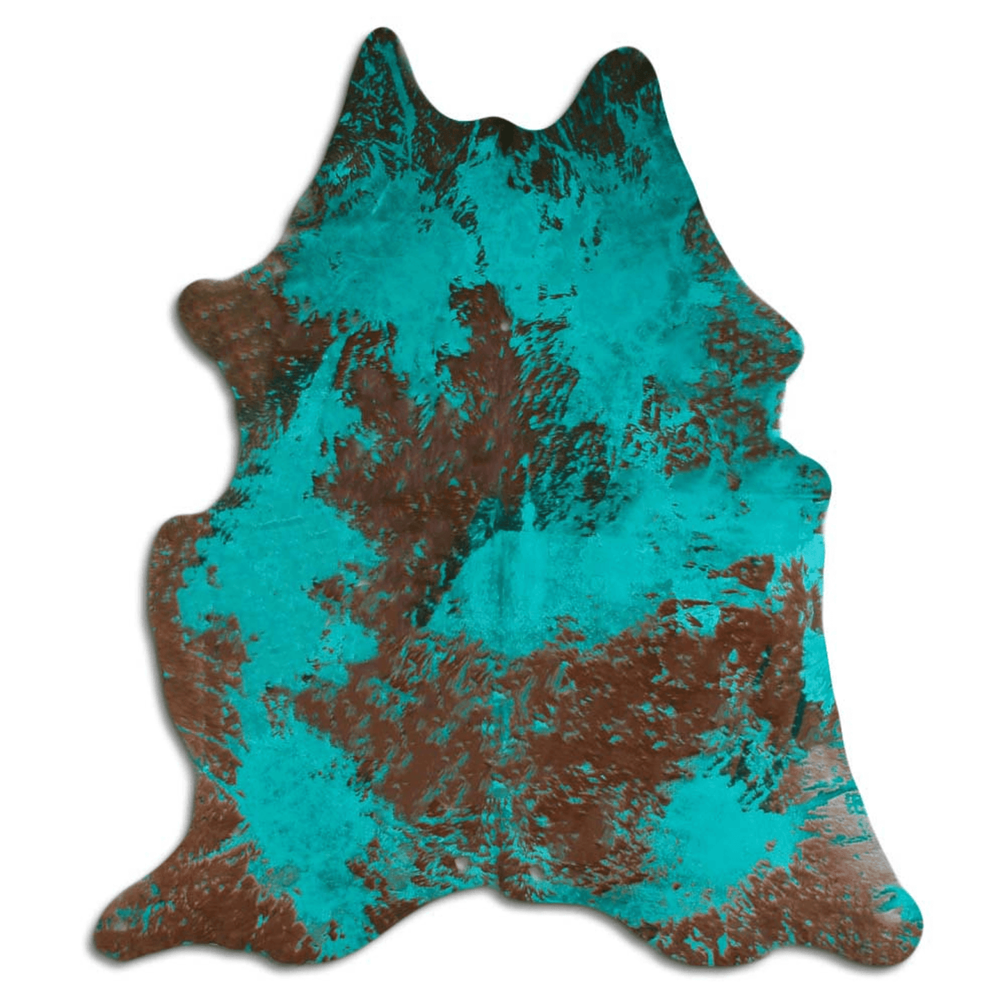 Distressed Emerald Green Acid Washed Cowhide Area Rug
