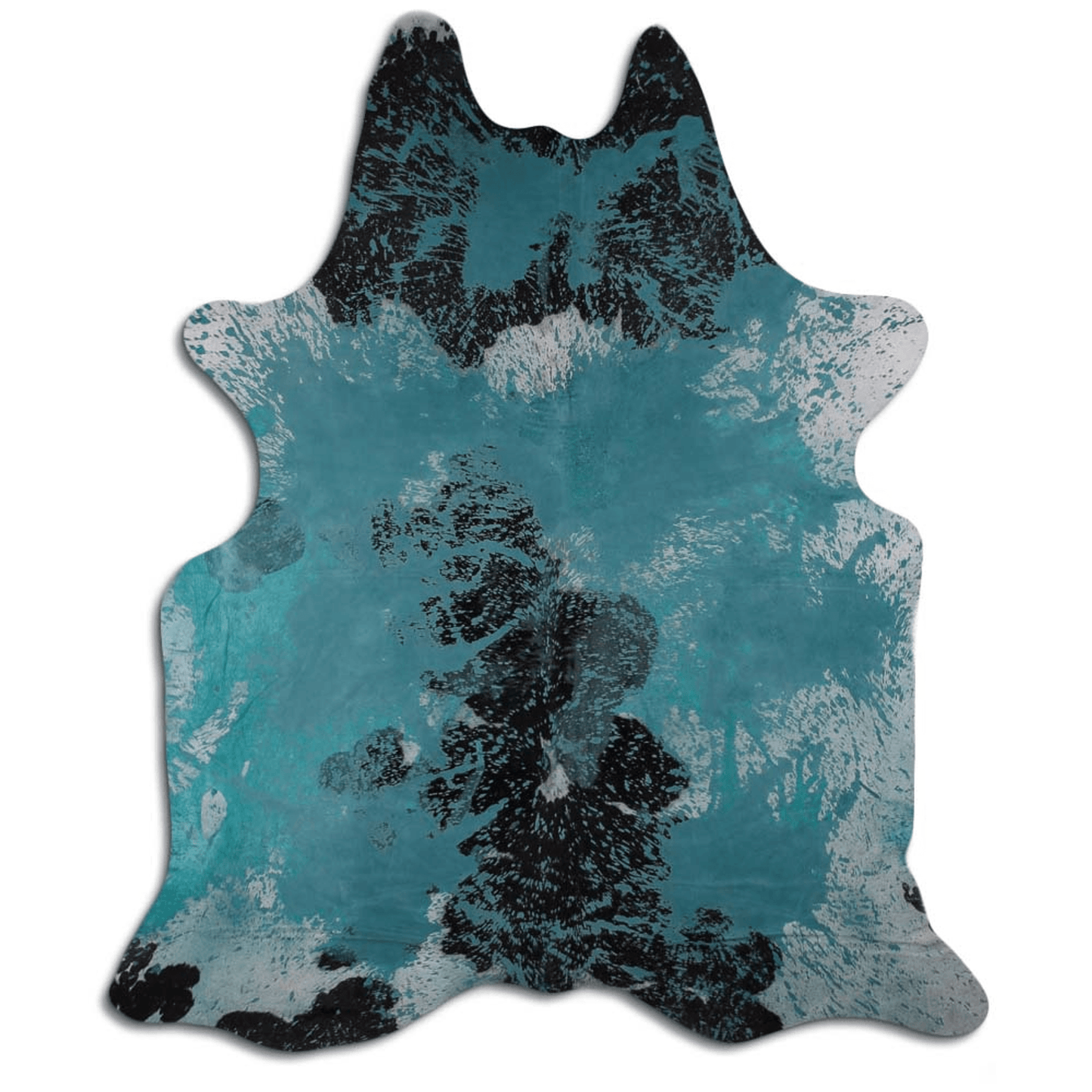 Distressed Emerald Green Acid Washed Cowhide Area Rug