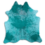 Distressed Emerald Green Acid Washed Cowhide Area Rug