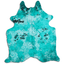 Distressed Emerald Green Acid Washed Cowhide Area Rug