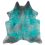Distressed Emerald Green Acid Washed Cowhide Area Rug
