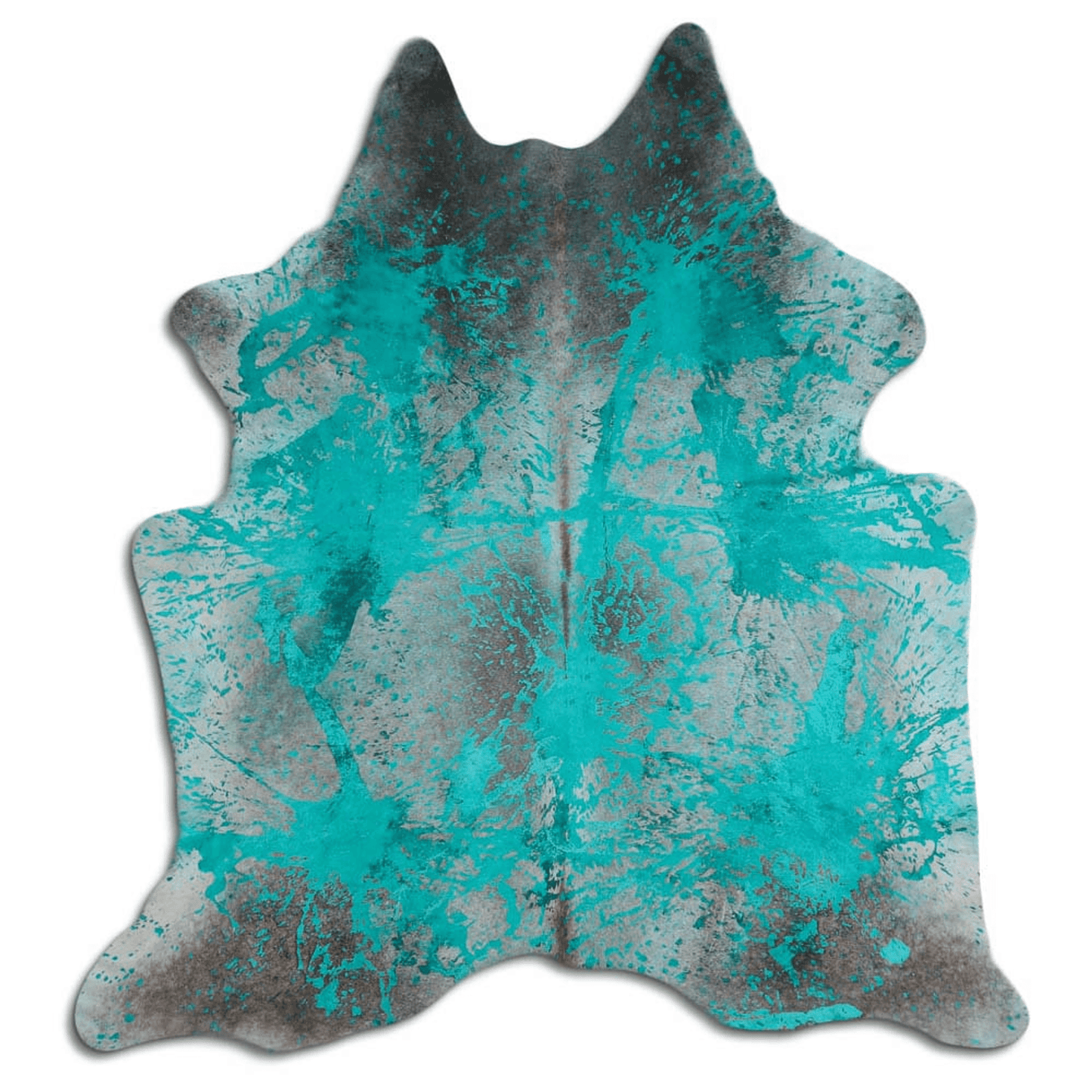 Distressed Emerald Green Acid Washed Cowhide Area Rug
