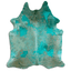 Distressed Emerald Green Acid Washed Cowhide Area Rug