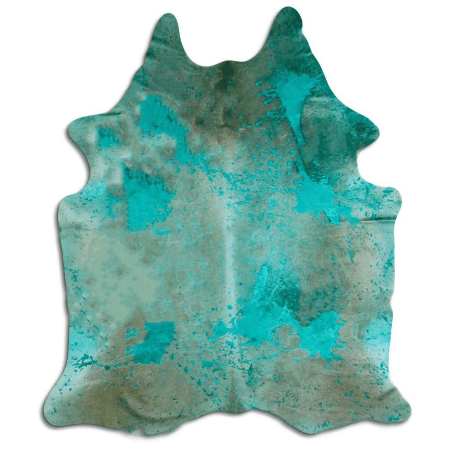 Distressed Emerald Green Acid Washed Cowhide Area Rug