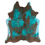Distressed Emerald Green Acid Washed Cowhide Area Rug