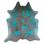 Distressed Emerald Green Acid Washed Cowhide Area Rug