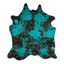 Distressed Emerald Green Acid Washed Cowhide Area Rug
