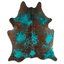Distressed Emerald Green Acid Washed Cowhide Area Rug