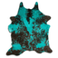 Distressed Emerald Green Acid Washed Cowhide Area Rug