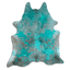 Distressed Emerald Green Acid Washed Cowhide Area Rug