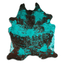 Distressed Emerald Green Acid Washed Cowhide Area Rug