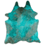 Distressed Emerald Green Acid Washed Cowhide Area Rug