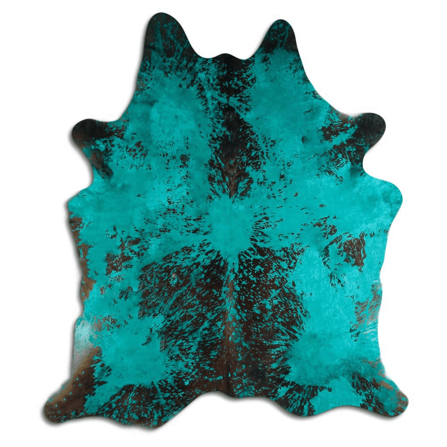 Distressed Emerald Green Acid Washed Cowhide Area Rug