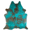 Distressed Emerald Green Acid Washed Cowhide Area Rug