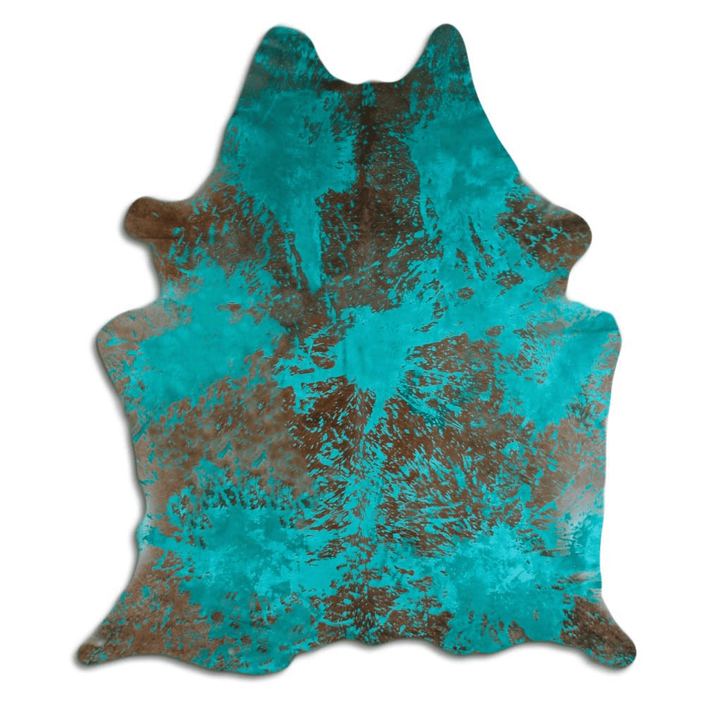 Distressed Emerald Green Acid Washed Cowhide Area Rug