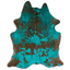 Distressed Emerald Green Acid Washed Cowhide Area Rug