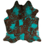 Distressed Emerald Green Acid Washed Cowhide Area Rug