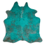 Distressed Emerald Green Acid Washed Cowhide Area Rug