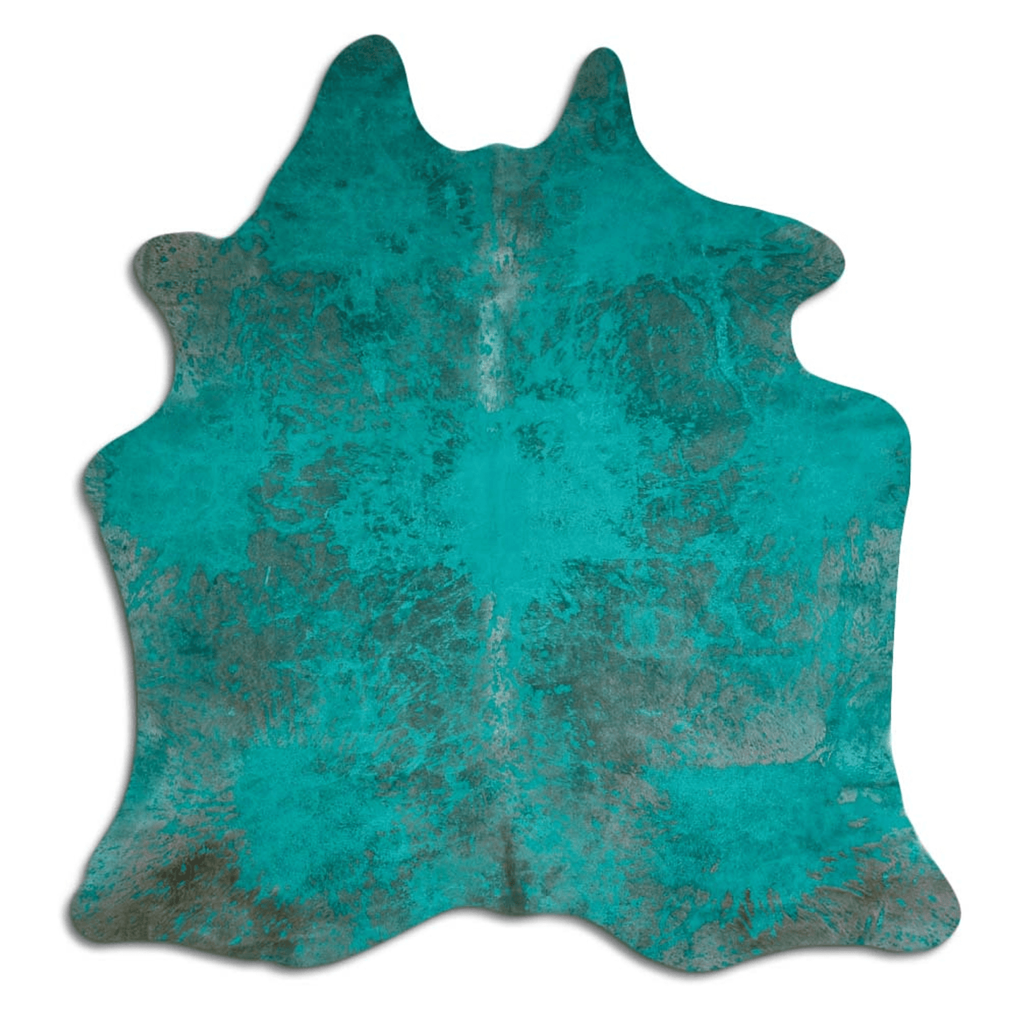 Distressed Emerald Green Acid Washed Cowhide Area Rug