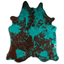 Distressed Emerald Green Acid Washed Cowhide Area Rug