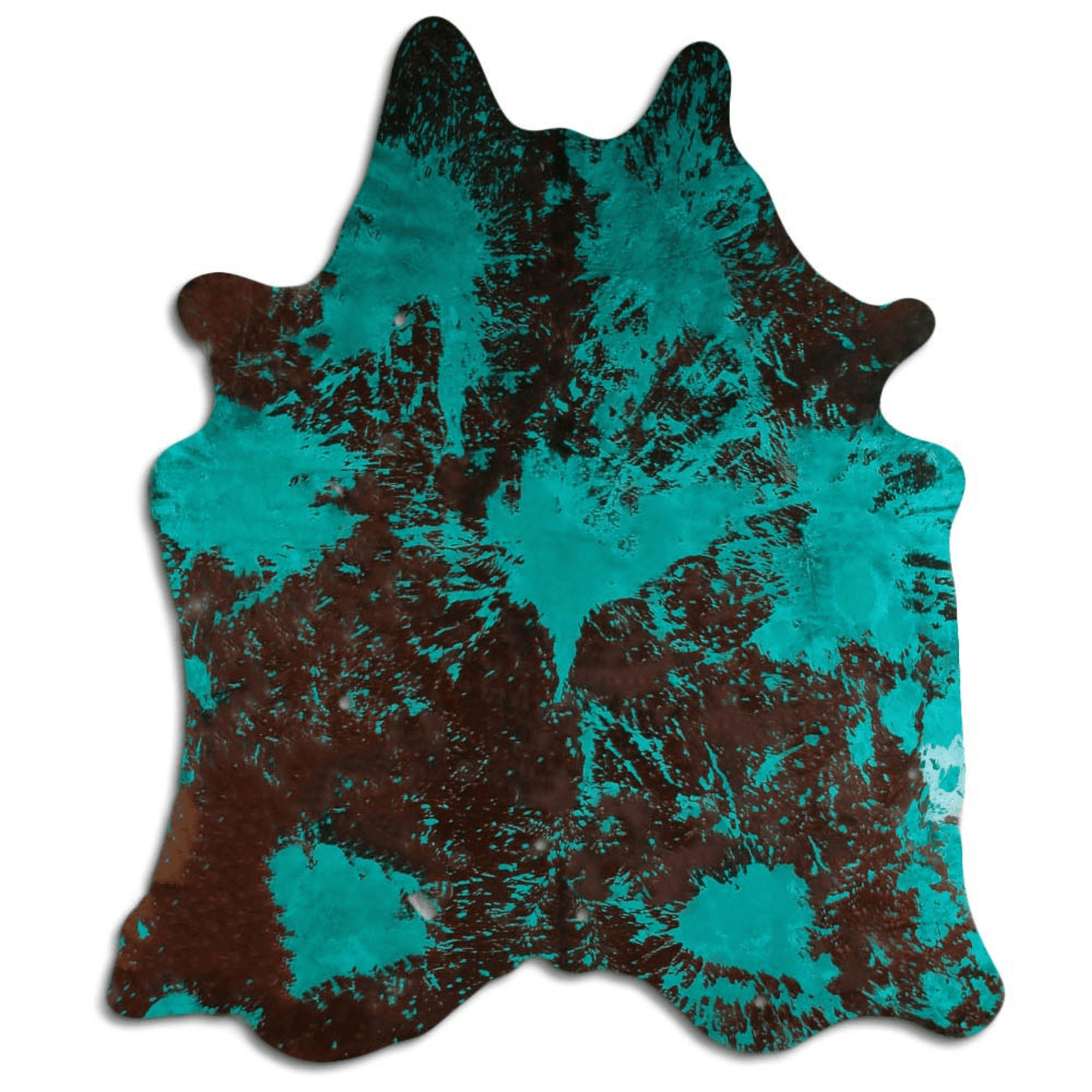Distressed Emerald Green Acid Washed Cowhide Area Rug