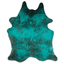 Distressed Emerald Green Acid Washed Cowhide Area Rug