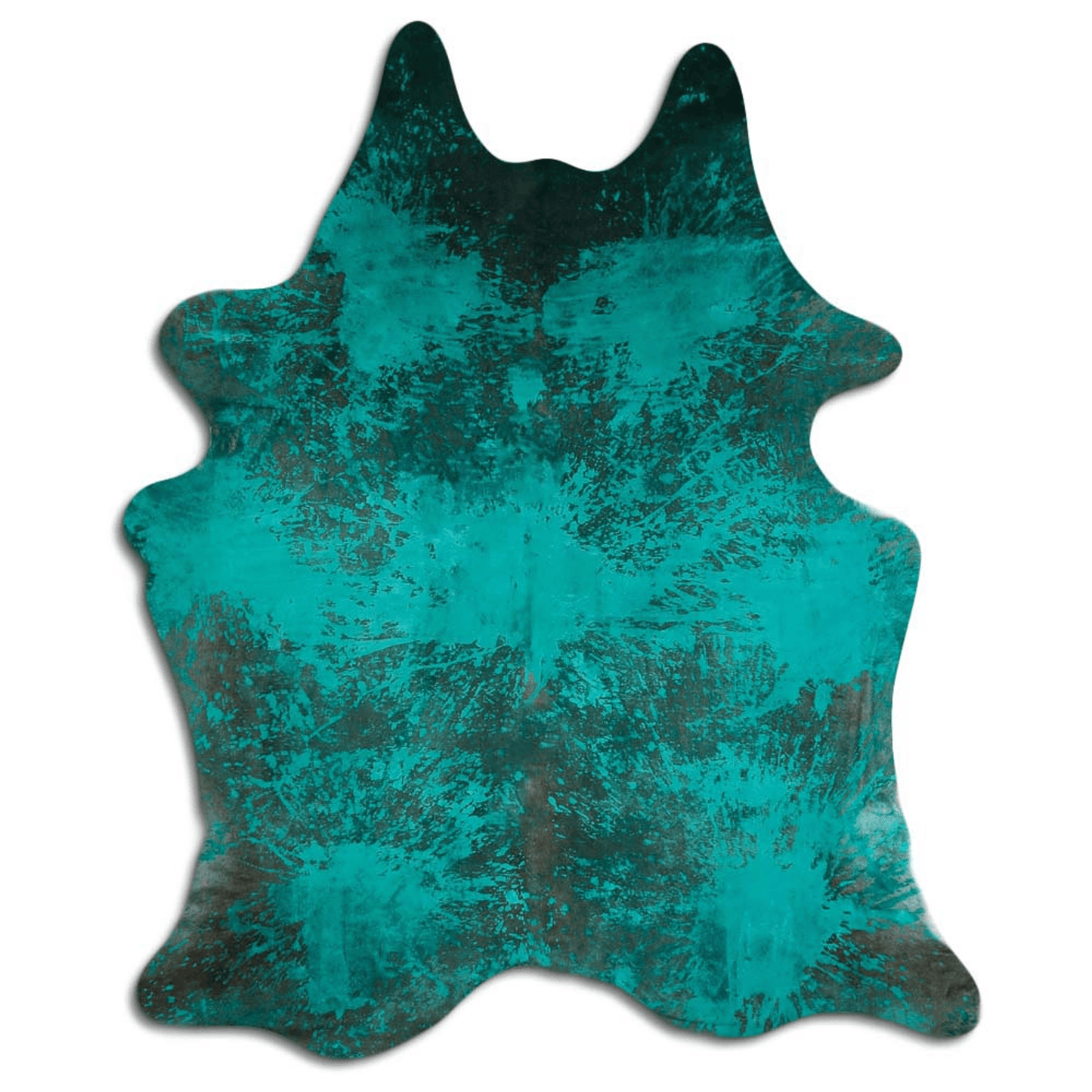 Distressed Emerald Green Acid Washed Cowhide Area Rug