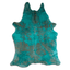 Distressed Emerald Green Acid Washed Cowhide Area Rug
