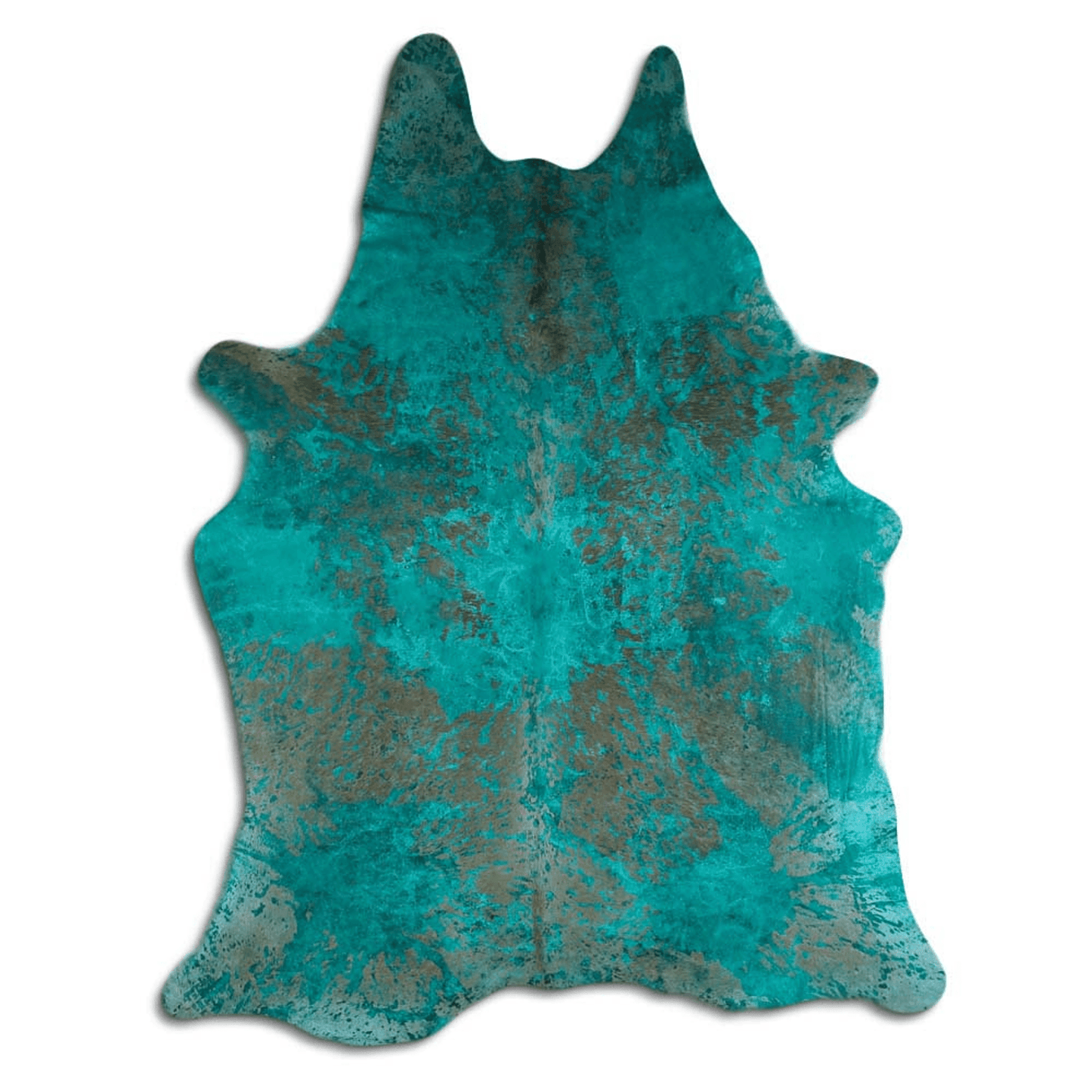 Distressed Emerald Green Acid Washed Cowhide Area Rug