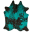Distressed Emerald Green Acid Washed Cowhide Area Rug