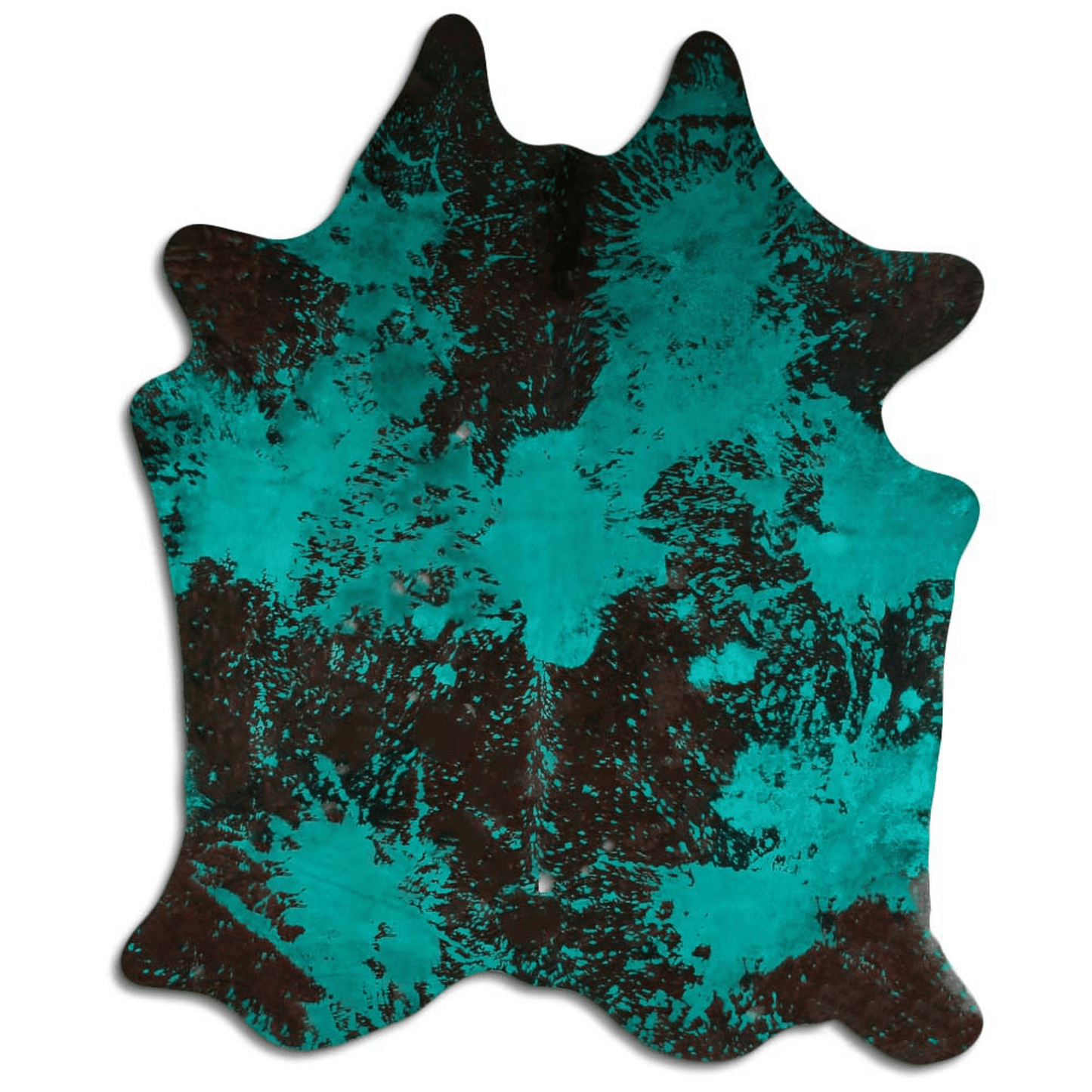 Distressed Emerald Green Acid Washed Cowhide Area Rug